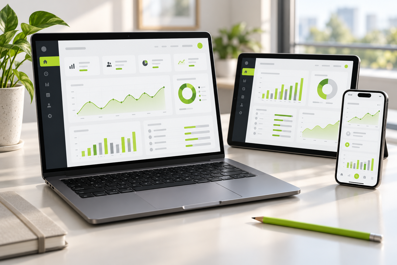 Concept business application displayed across devices