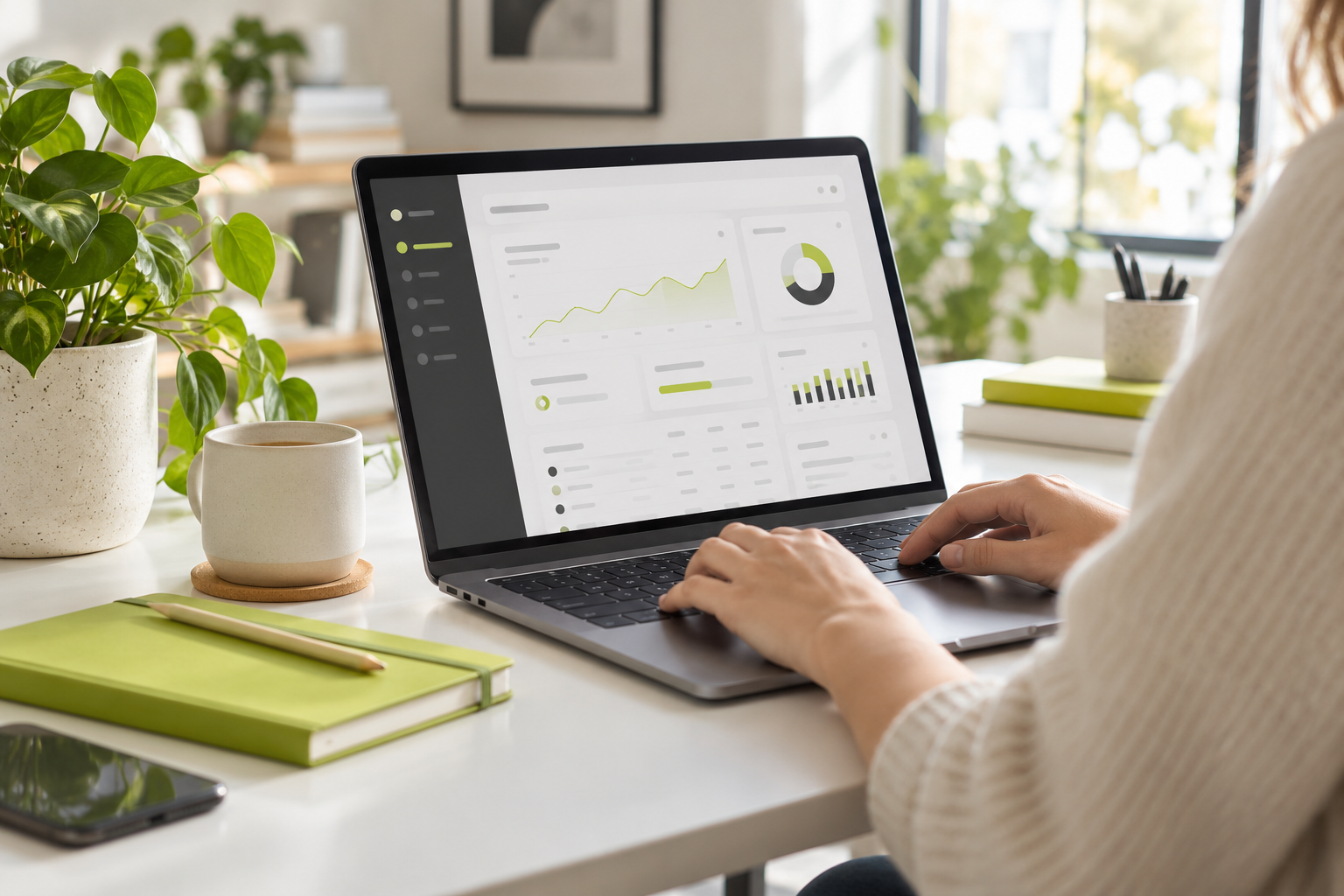 Illustrative laptop workspace